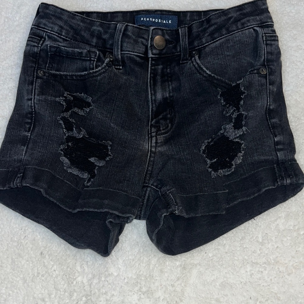Aeropostale high rise midi black jean shorts